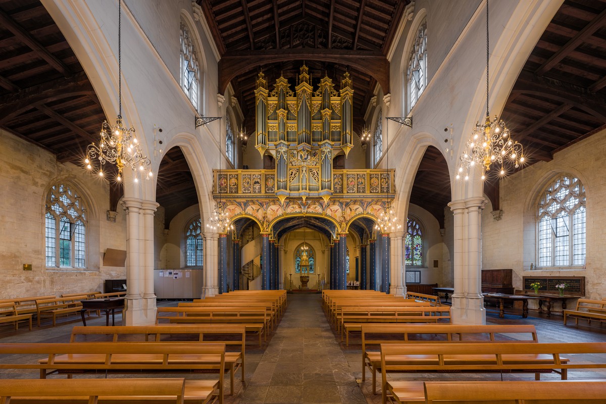 Parish church sanctuary and nave for worship and pastoral care